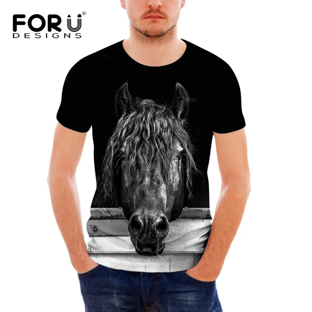 

FORUDESIGNS Wholesale Meditatio Horse Print T Shirt for Men Comfort Boys Bodybuilding Designer Animal T-shirts Short Sleeved XXL