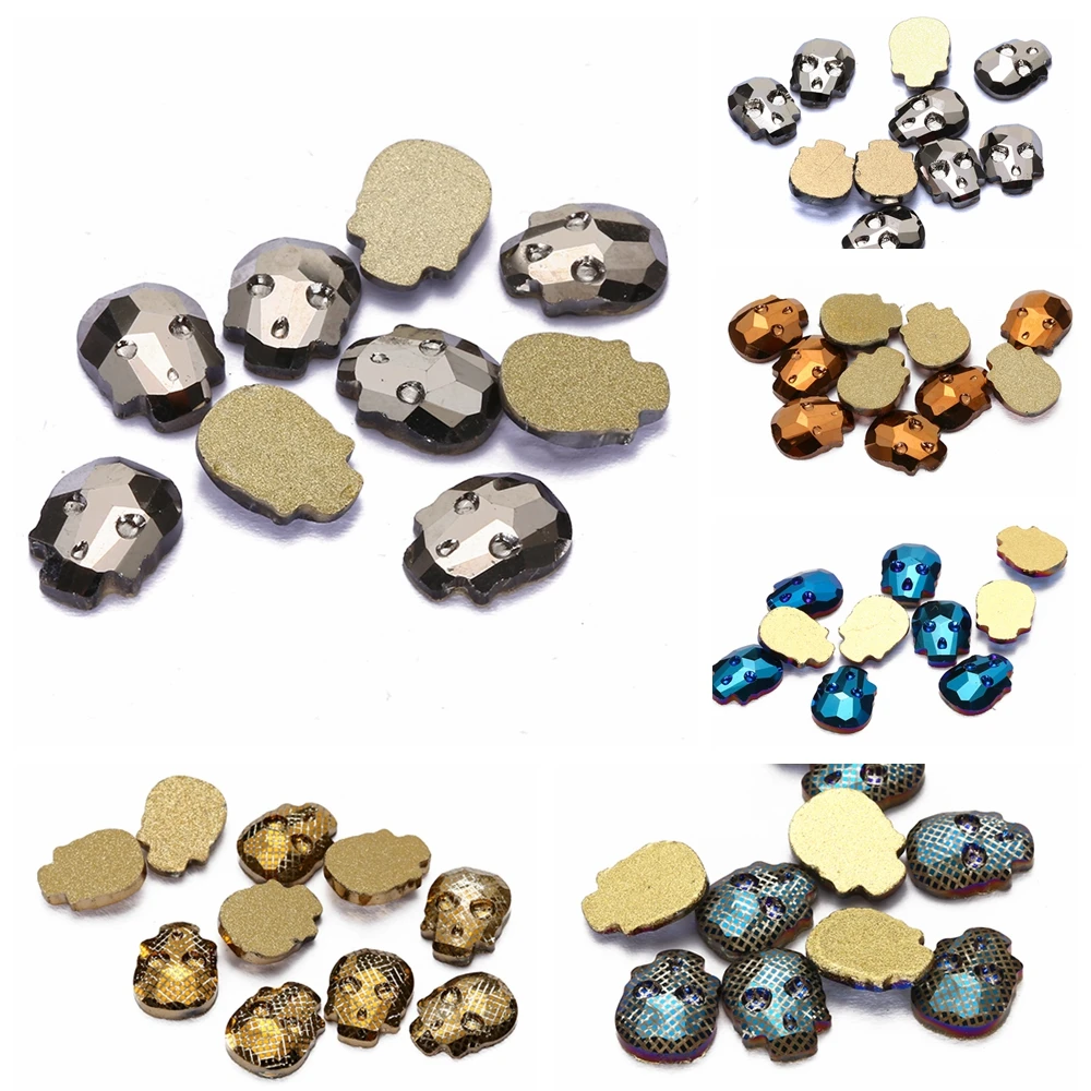 Стразы для дизайна ногтей 5 шт. стеклянные стразы в виде головы черепа украшения