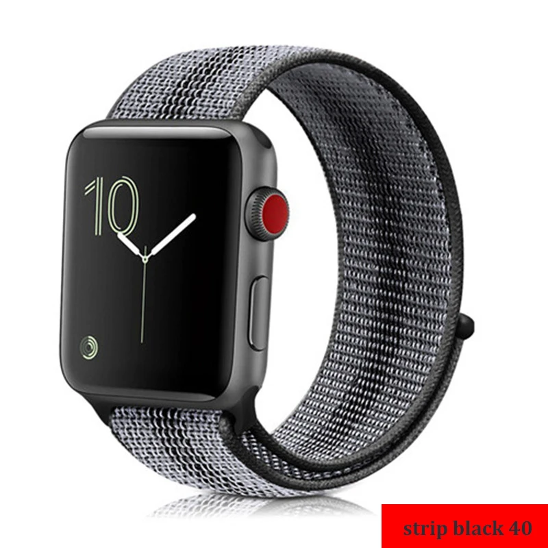strip black 23 Ремешок для apple watch, ремешок 44 мм, 40 мм, тканый нейлоновый ремешок iwatch серии 5, 4, 3, ремешок 42 мм, 38 мм, ремень, аксессуары для apple watch - Цвет ремешка: strip black 23