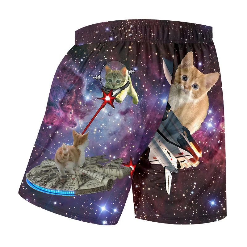 Шорты OGKB мужские пляжные с 3D принтом Галактики повседневные короткие штаны