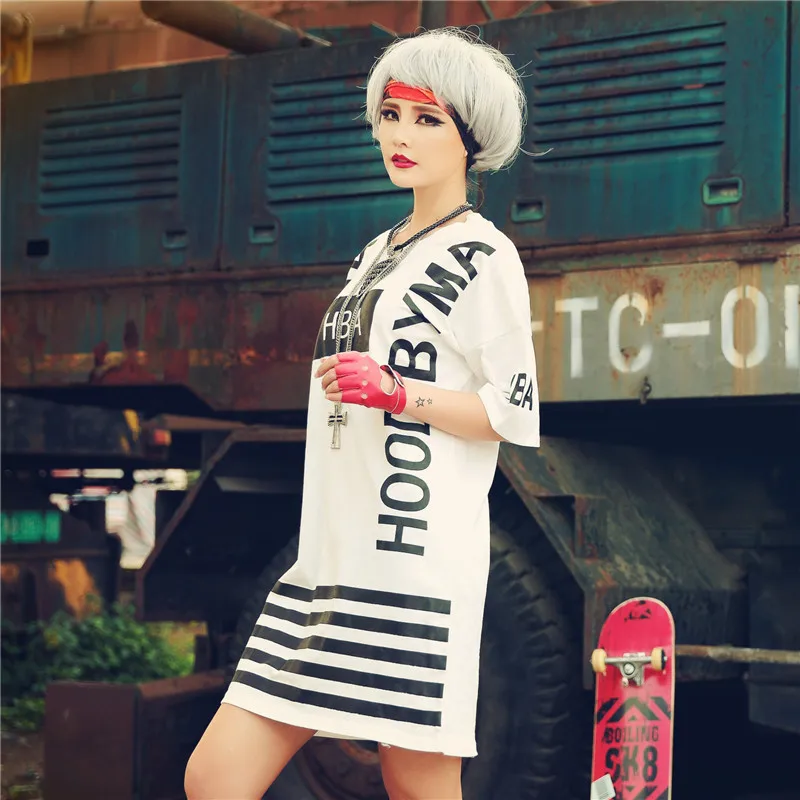 Просто. be. never Женская длинная футболка Kawaii хип-хоп панк с буквенным принтом