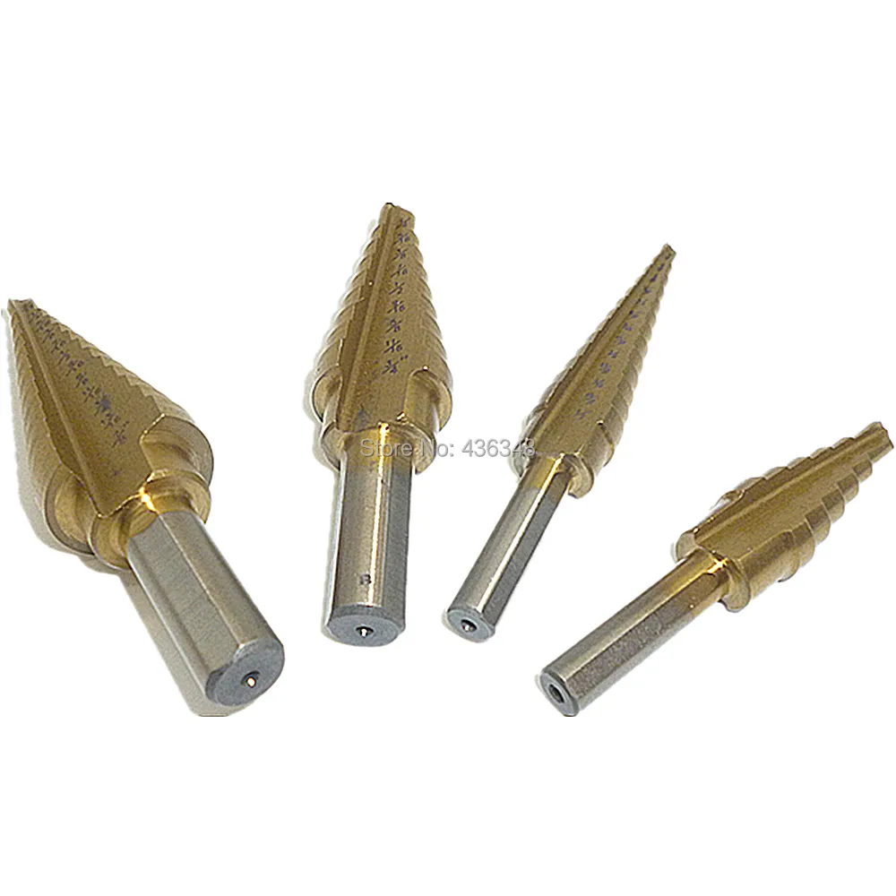 4pcs Hss Multiple Hole Step Drill Bit Titanium Cone Metal Cutter Cutting 3/16-1/2 1/4-3/4 3/16-7/8 1/8-1/2 | Инструменты