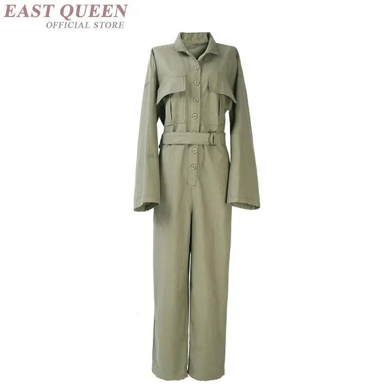 Женский свободный комбинезон с широкими штанинами зеленая туника волнистыми