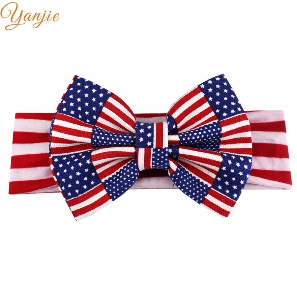 Веселая эластичная повязка на голову в полоску с американским флагом 4 июля