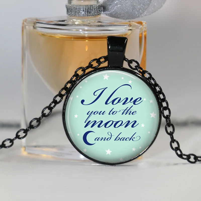 Бесплатная доставка ожерелье Я люблю тебя до Луны и спины подарок на день Святого
