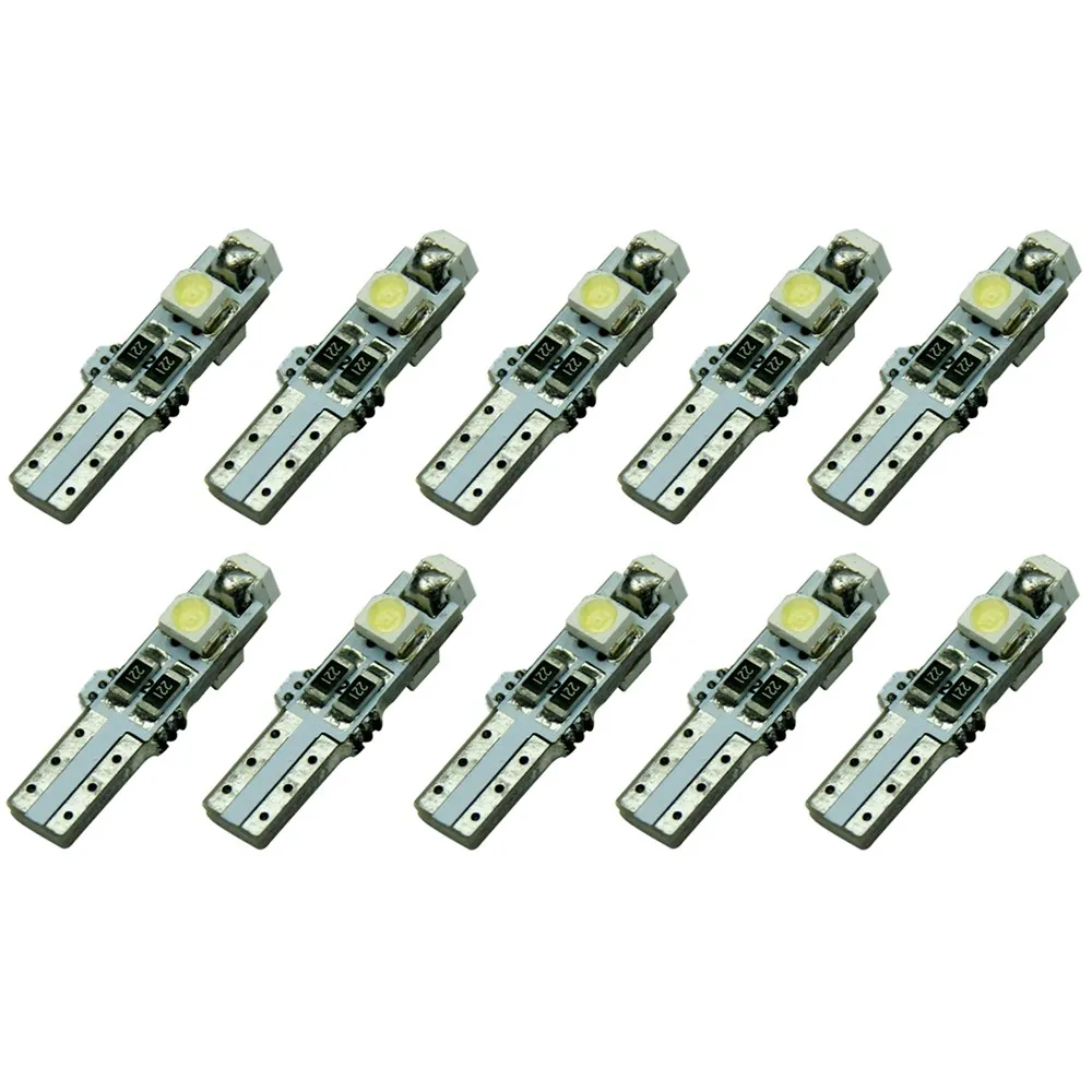 10 шт. T5 светодиодный авто 3 smd 3528 Клин светильник лампа приборная панель