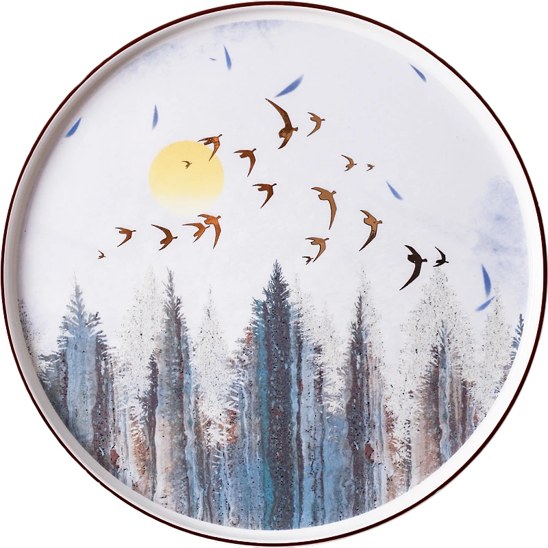 FREELOVE лесная роспись керамическая круглая плоская тарелка/тарелка для