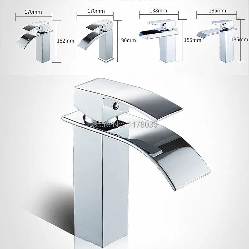 Полностью медный смеситель для ванной комнаты водопад полированный латунный