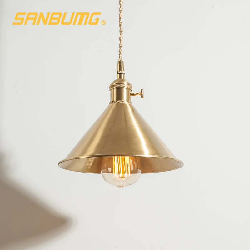 SANBUMG Vintage Pendant Lights American Simple Copper Bedside Lamp Hanglamp Restaurant Bar Porch Cloakroom Hanging Light | Лампы и