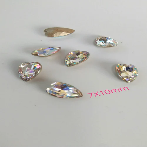 5pcs Super Glitter Crystal Nail Gems Oval Raindrop Diamond Shinny Stone Nail Art Rhinestone Jewelry Phone Manicure Tools - Цвет: 7X10 drop