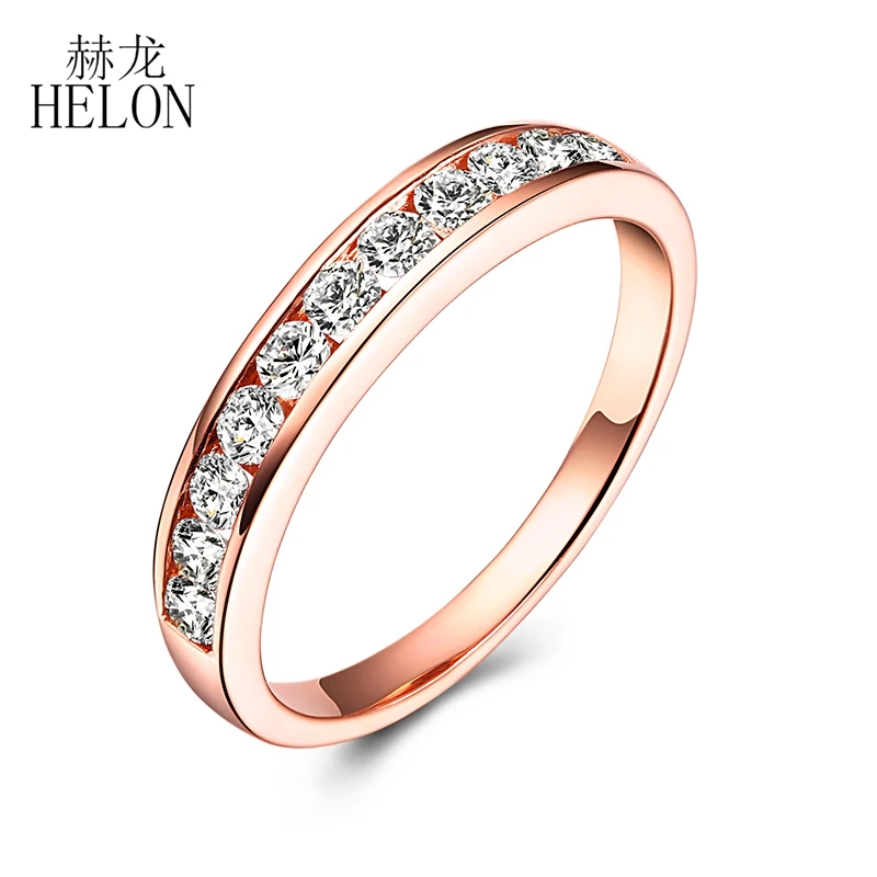 HELON Solid 14 k розовое золото; круг SI/H натуральные бриллианты обручальное свадебное кольцо женские модные ювелирные изделия кольцо