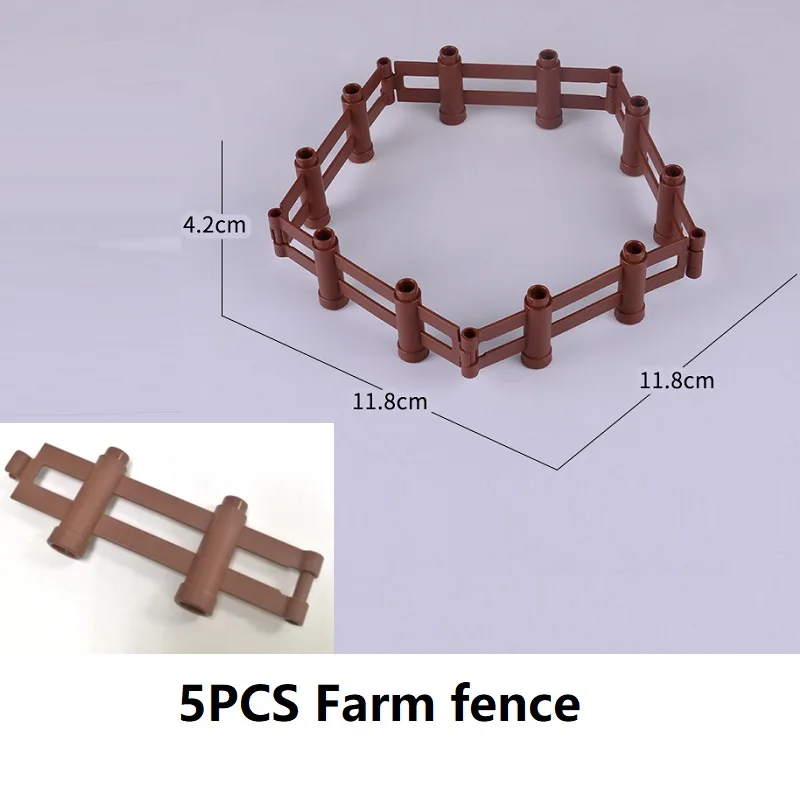 5PCS Farm fence Строительные блоки большого размера, аксессуары, совместимые с Duploed DIY, детали блоков, рисунок, строительный лабиринт, гоночный трек, детские игрушки, подарки - Цвет: 5PCS Farm fence