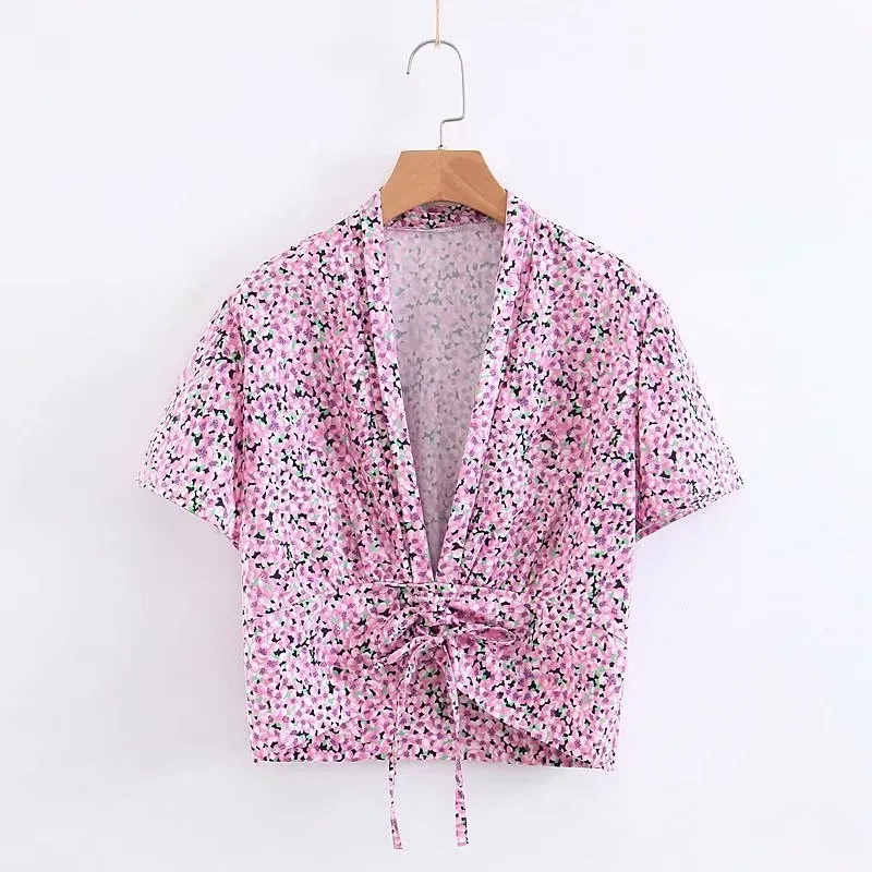 2019 Short Sleeve Women Two Piece Set Summer Club Outfit Floral Tops High Waist Wide Leg Trousers Sets Matching | Женская одежда