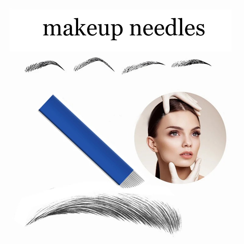 50 шт. синие 13 контактные иглы для перманентного макияжа бровей|needle blade|tattoo needleseyebrow