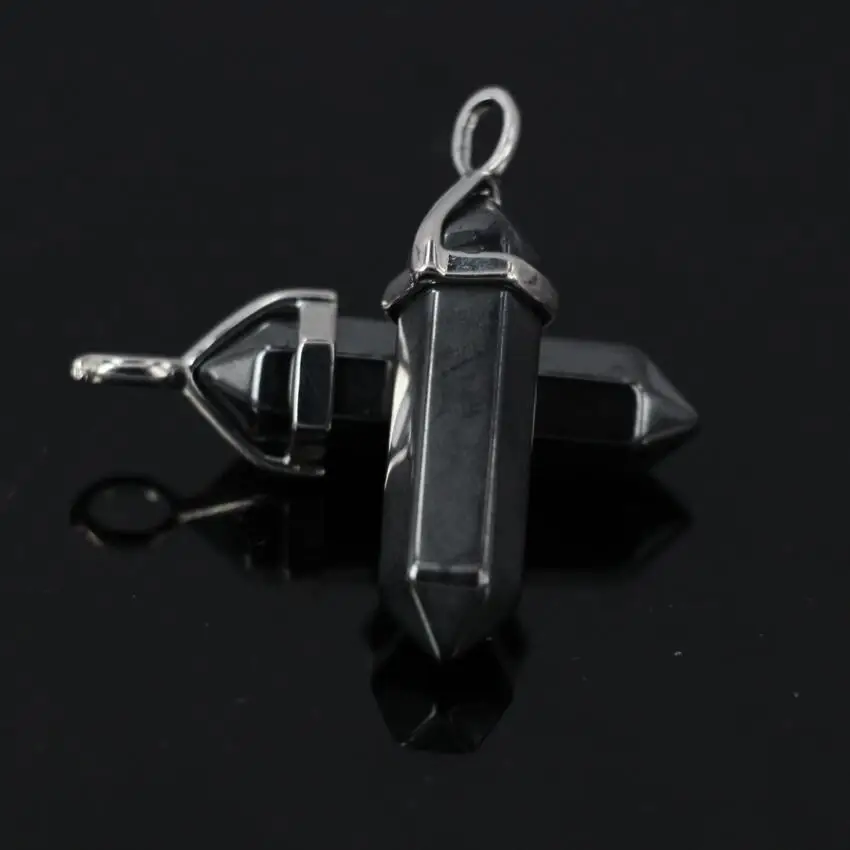 10 шт./лот черная Шестигранная Подвеска из гематита посеребренные граненые