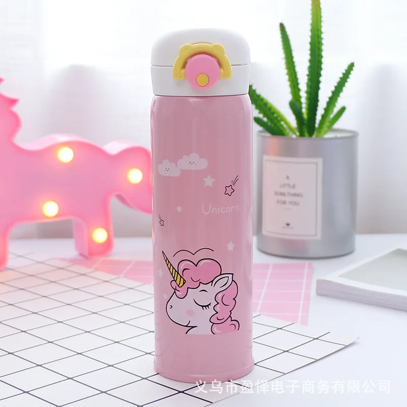 pink CHASAWNA 500 мл Термокружка с единорогом термос кофейная чашка из нержавеющей стали Термос Термокружка термос Термокружка. Q - Цвет: pink