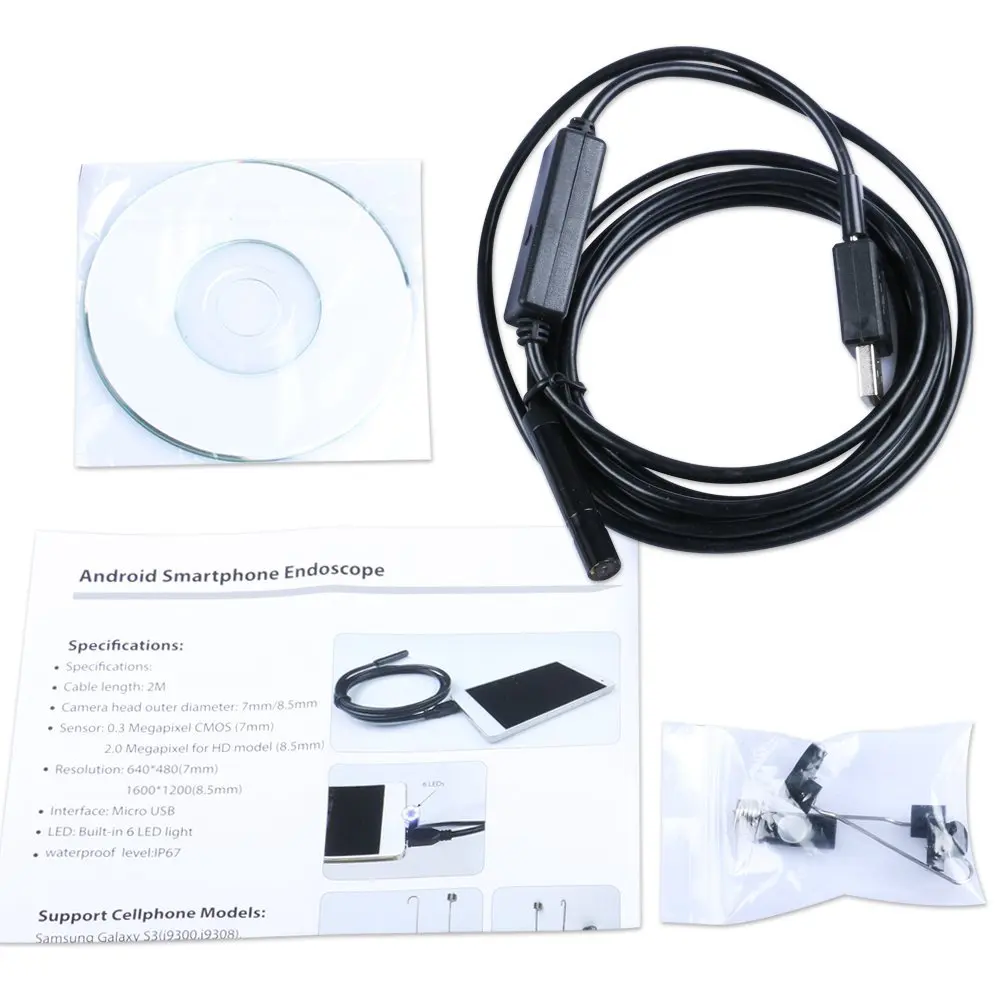 DBPOWER USB 2MP мобильный эндоскоп Android 8 5 мм объектив 2/5/10 м змея Камера