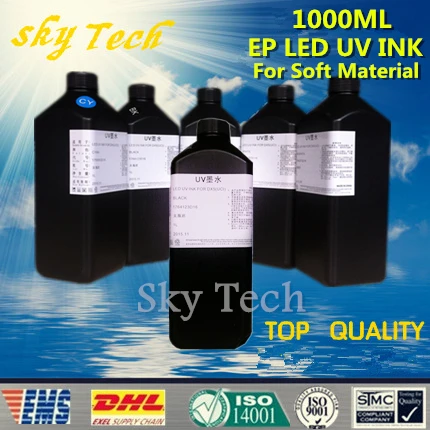 

LED UV INK 1000ML*6 ,UV ink For Epson printhead UV printer .for paper leather etc Soft materials , K C M Y LC LM