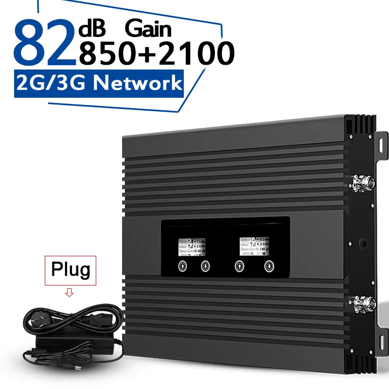 2019 Новый усилитель сотового сигнала 3G CDMA 850 WCDMA 2100 Amplifier Power 82dB Gain Band1+B5 LCD Display UMTS Booster