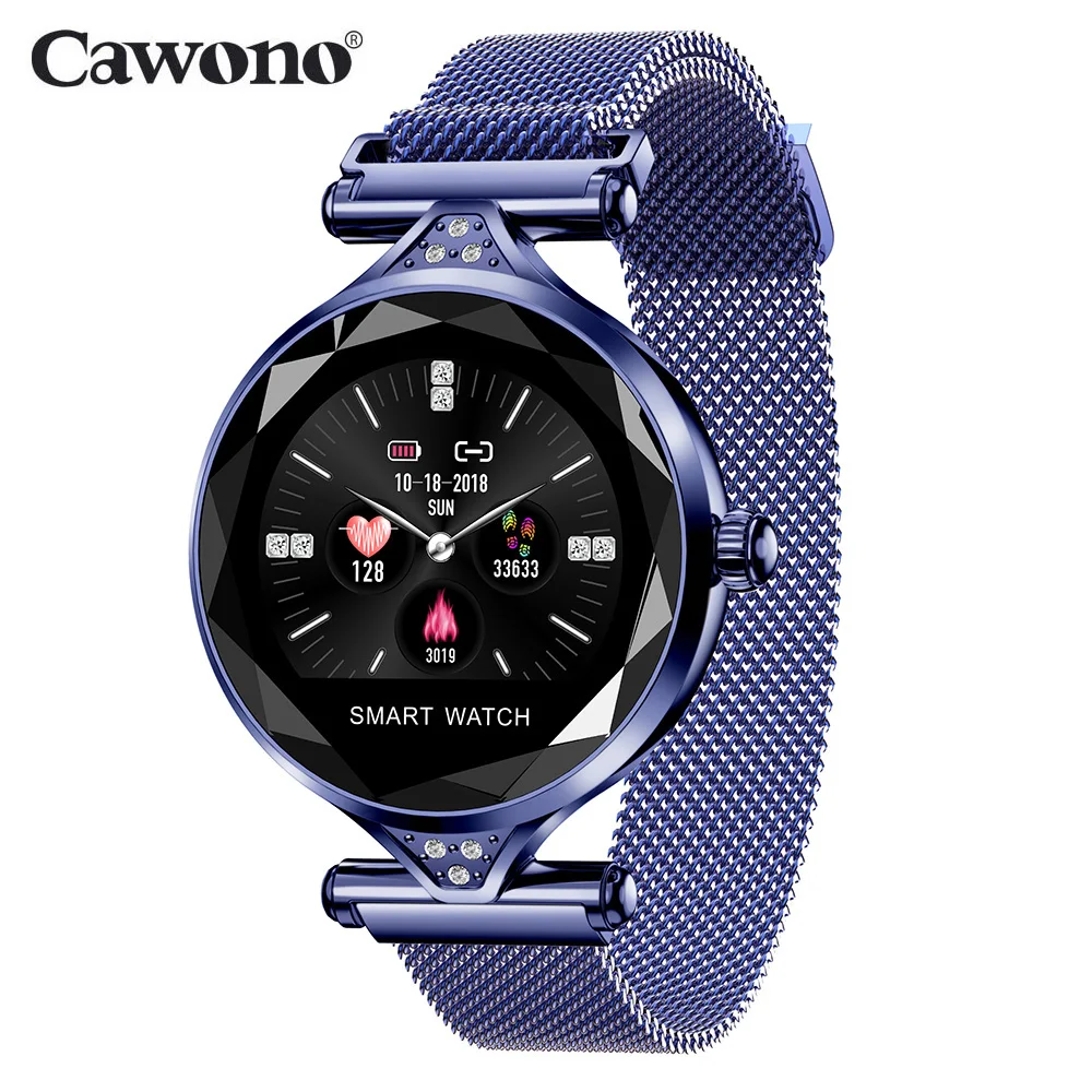Cawono H1 Для женщин Смарт Часы мода Круглый Сталь Heart Rate крови Давление монитор