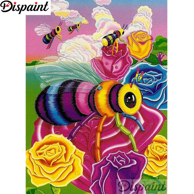 

Dispaint Full Square/Round Drill 5D DIY Diamond Painting "Flower bee scenery" 3D Embroidery Cross Stitch Home Decor Gift A12581