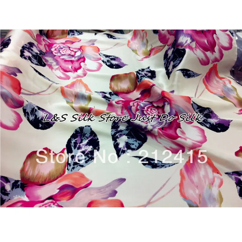 

NEW Free shipping 100% mulberry silk fabric floral printed pure nature charmuse silk for bed dress scarf pillowcase #ls0114-001