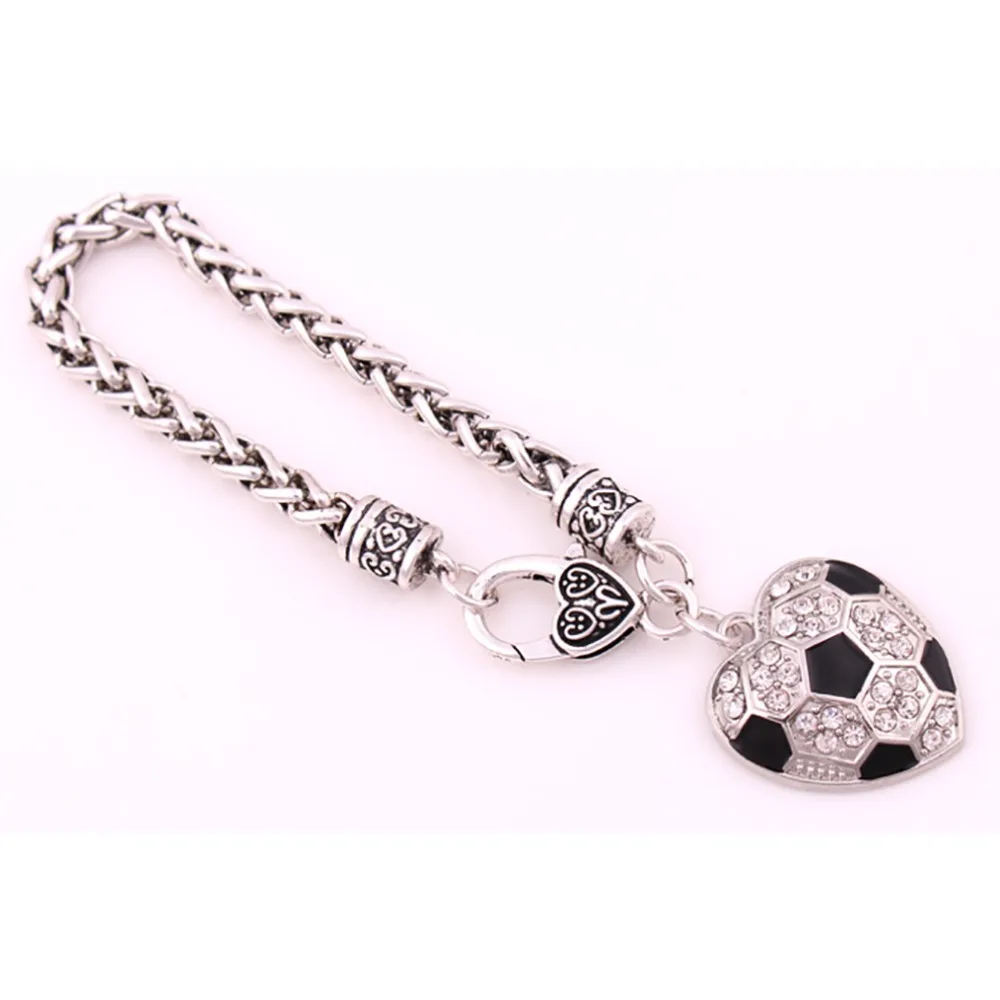 Унисекс очаровательный браслет футбольный узор кулон в виде сердца ювелирное