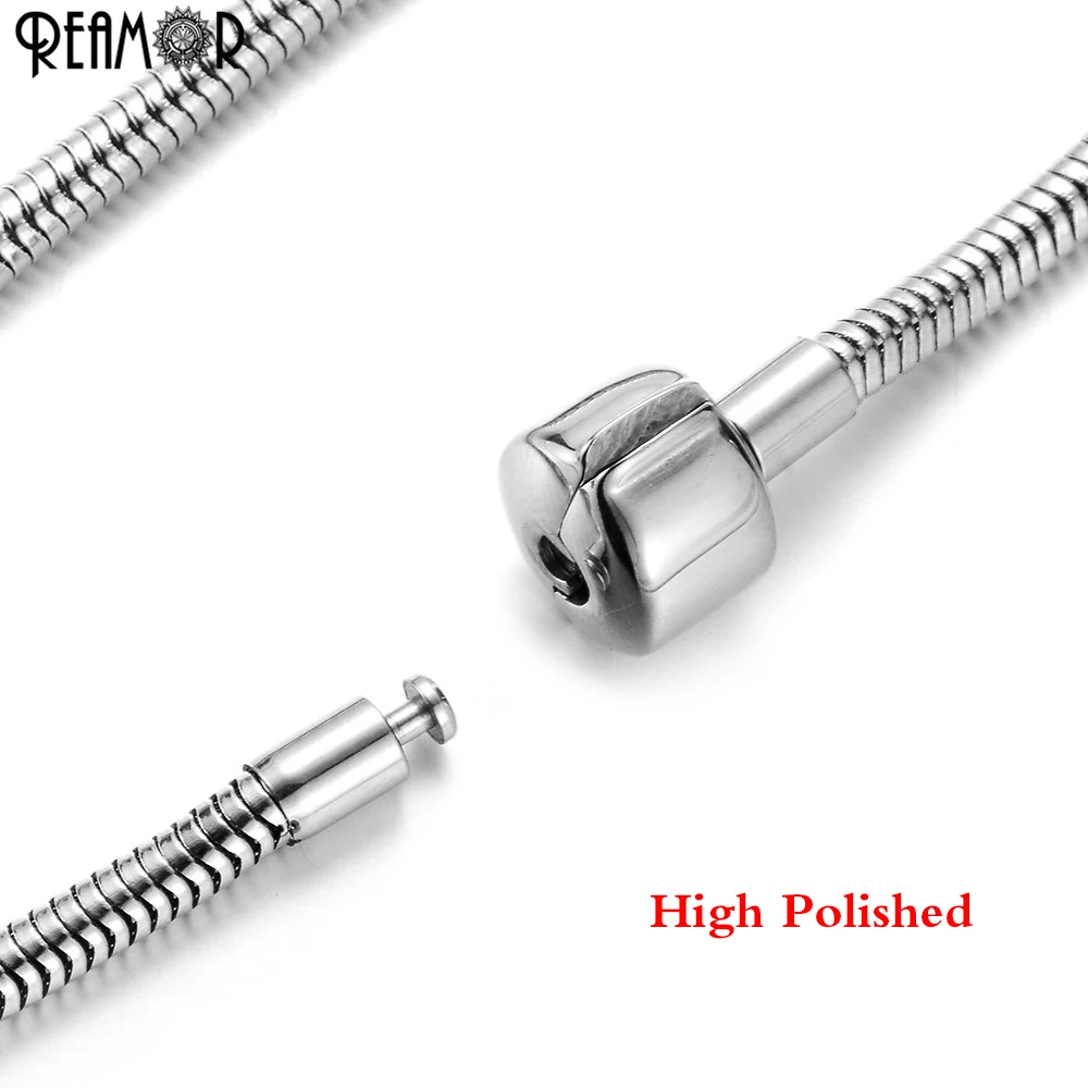 High Polished Reamor в продаже 5 шт. змея из нержавеющей стали звено цепи браслет подходит своими руками европейские Шарм браслет для женщин ювелирных изделий - Окраска металла: High Polished