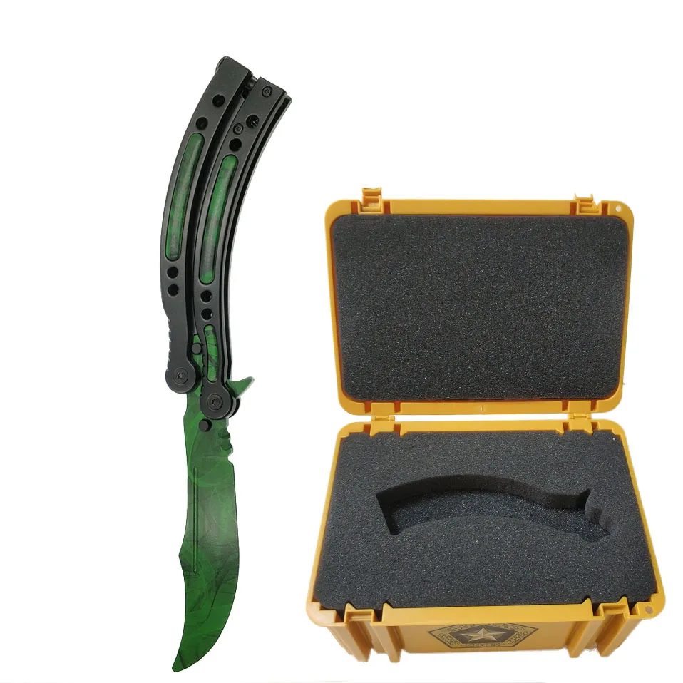 Gamma Geen Swayboo CS GO Karambit складной набор ножей чехол бабочка в коробке для ножей допплеровский тренировочный нож без края ревой практический инструмент - Цвет: Gamma Geen