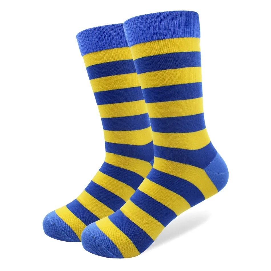5 Pairs/lot Plus Size Wide Striped Cotton Socks for Men High Quality Funny Men's Long Happy Casual Wedding Colorful Fashion Sock