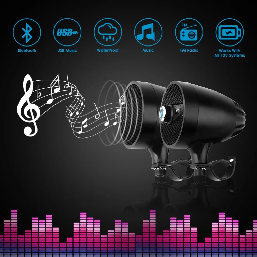 Lexin супер музыкальный аудио плеер с fm-радио тюнером Bluetooth колонки для мотоцикла водонепроницаемый портативный стерео