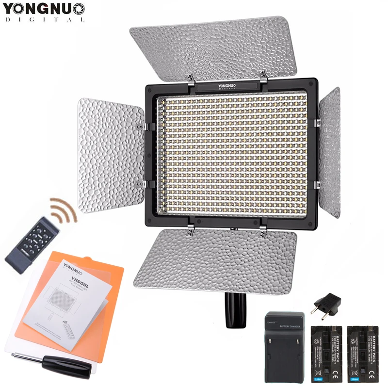 YONGNUO YN600L YN-600 600 светодиодный видео светильник Панель с аккумулятором комплект, YN600 светодиодный светильник ing 3200-5500 K/5500 K+ 2 шт комплект батарей