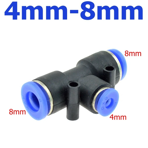 4mm-8mm 3 способа Т-образный Тройник Пневматический 10 мм 8 мм 12 мм 6 мм 4 мм 16 мм OD шланг трубка нажимной воздушный газовый фитинг Быстрый Фитинги соединитель адаптеры - Цвет: 4mm-8mm