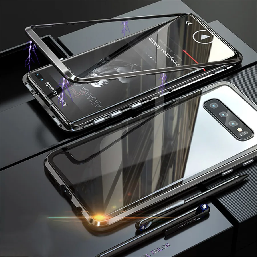 Luxury Aluminum for Galaxy S10 Cases Magnetic Adsorption Metal Case For Samsung S8 S9 Plus Note 8 9 Funda Coque |