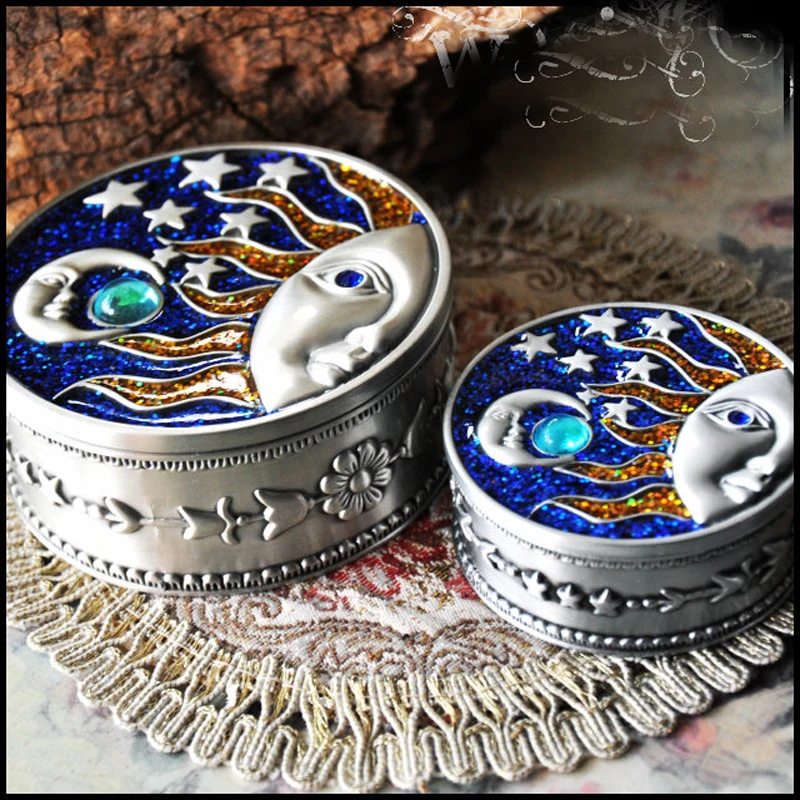Винтажная антикварная шкатулка для украшений Bahamut Treasure Box Небесно Голубой Sun Moon &