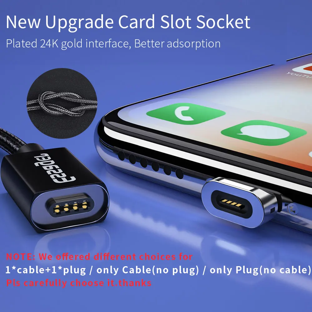 Essager Магнитная Зарядное устройство Кабель с разъемом микро usb типа C для samsung Huawei
