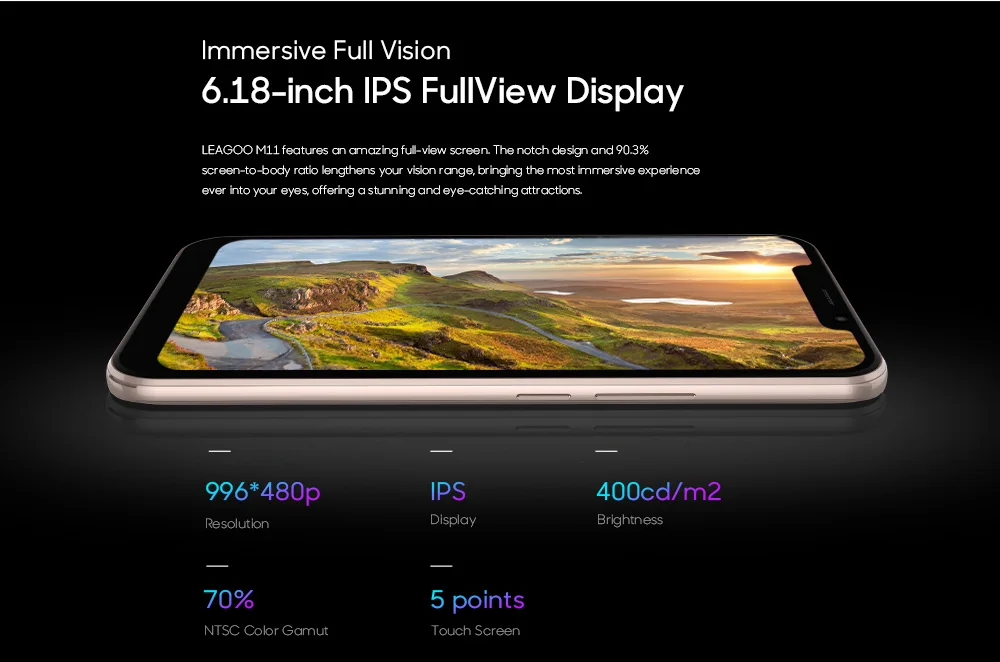 LEAGOO M11 Смартфон Android 8 1 6 18 &quot2 Гб ОЗУ 16 ПЗУ MT6739 четырехъядерный 4000 мАч задний