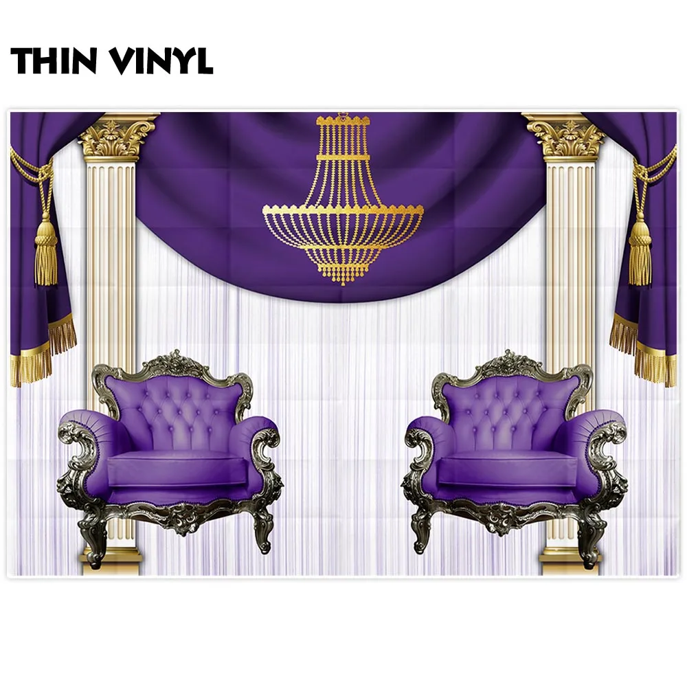 Allenjoy фон для фотосъемки с фиолетовым дворцом занавеской стулом новорожденных |