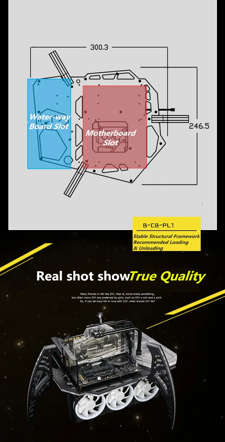 Bykski COBRA NAVIGATOR ITX ATX Fully Open E-sports Chassis MOD Case For Gaming Gamer Water Cooling Case B-CB-PLT New Arrival