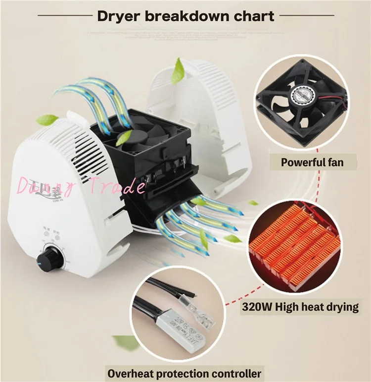 AC110-240V 320 Вт мощная Многофункциональная портативная электрическая пластиковая вешалка для одежды сушилка для одежды с защитой от перегрева