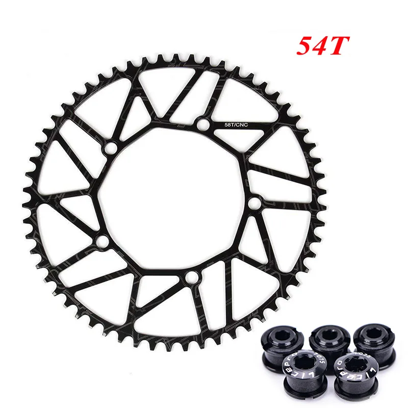 Black-54T Litepro BMX 130BCD цепное кольцо для велосипеда узкая широкая цепь Кольцо складной велосипедная Звездочка 50-58T дисковые цепные болты - Цвет: Black-54T