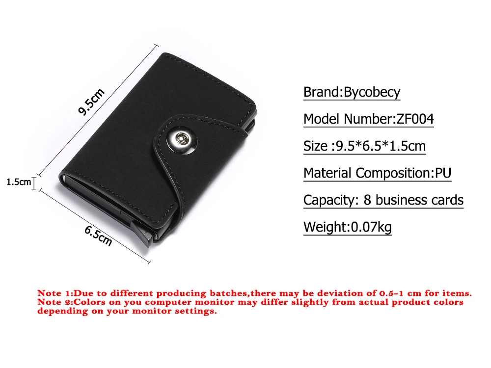BYCOBECY RFID бизнес-держатель для карт с застежкой для мужчин и женщин, кошелек для ID карт из искусственной кожи, всплывающий клатч, высококачественный чехол