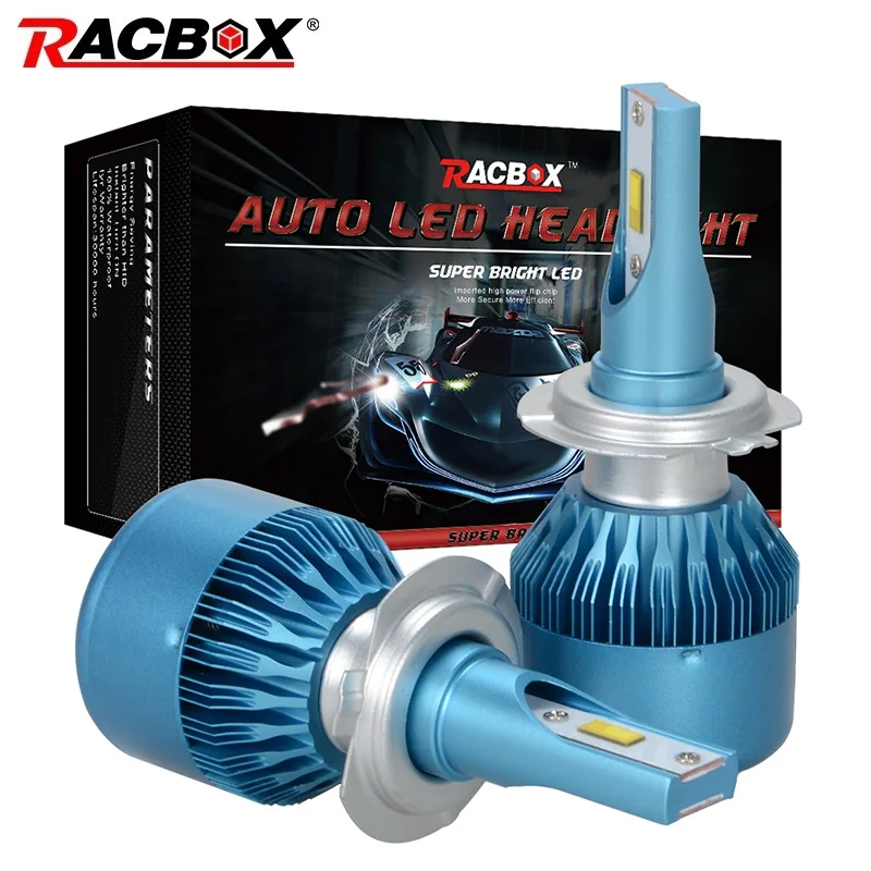 RACBOX 72 Вт 8000лм 880 9006 HB4 H7 автомобильная светодиодная лампа для фары светильник Globe Hi Low Beam DC 12 В 24 в 6000 К Белый светодиодный противотуманный фонарь