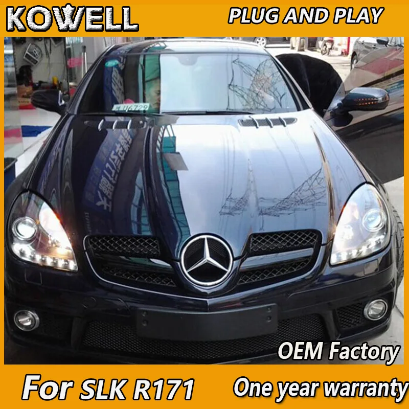 

KOWELL стайлинга автомобилей светодиодный для Mercedes-Benz SLK R171 SLK200 SLK350 SLK500 светодиодный проектор фары с светодиодный линия подходит 2004-2012 год
