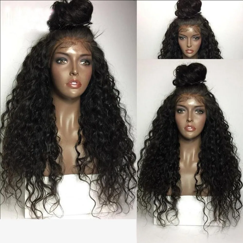 PAFF Kinky Curly Full Lace Human Hair Wigs Natural Black 10"-34" Brazilian Remy Hair Pre Plucked Bleached Knots Baby Hair
