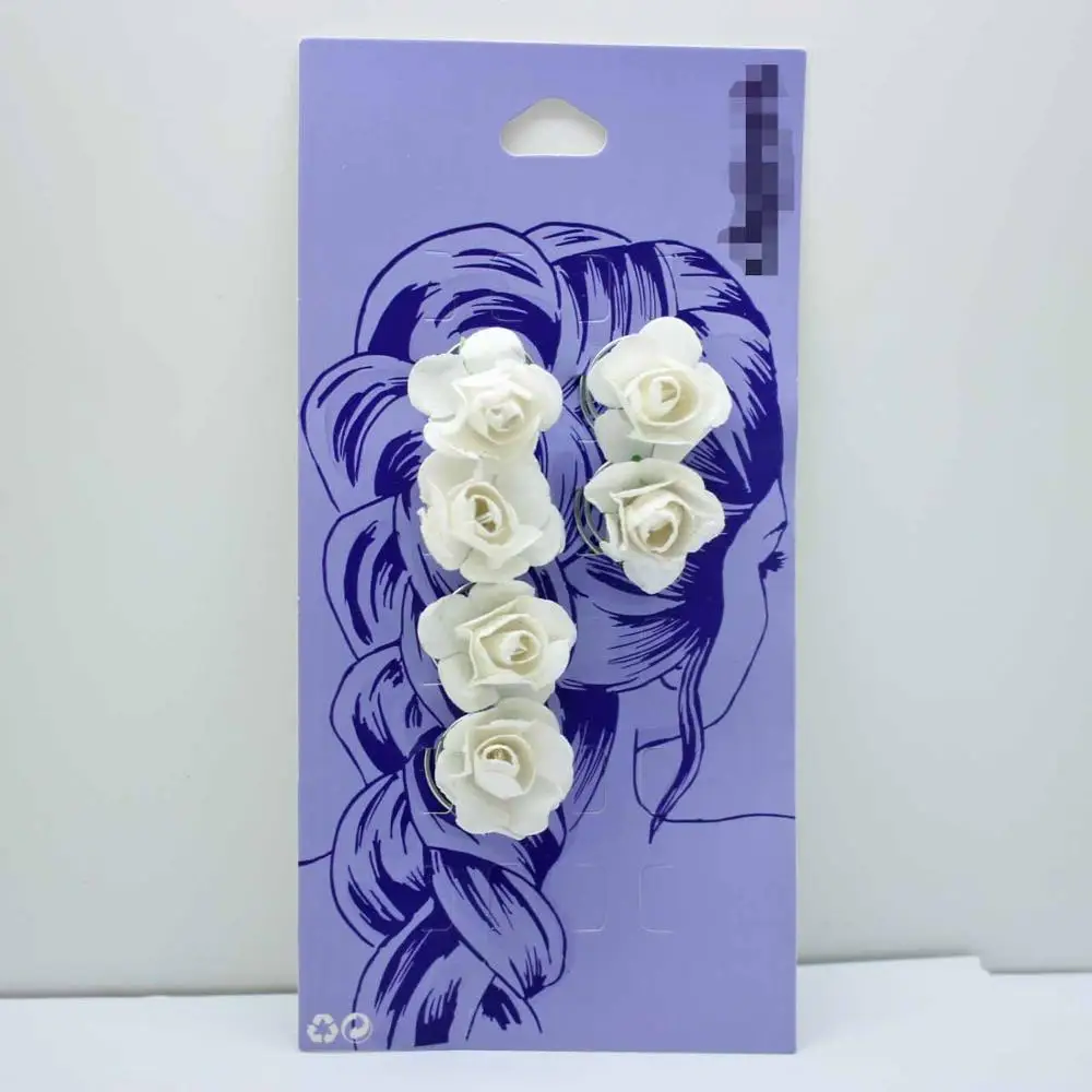 White 6 шт./компл. разного цвета бумажный цветок Роза Украшенные curl заколки для волос для женщин Свадебные аксессуары для волос цветок Твист Заколки Для Волос - Цвет: White