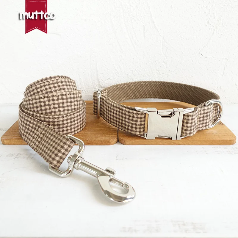 50 шт./лот MUTTCO Двойная Ткань персонализированный ошейник для собаки кофейная