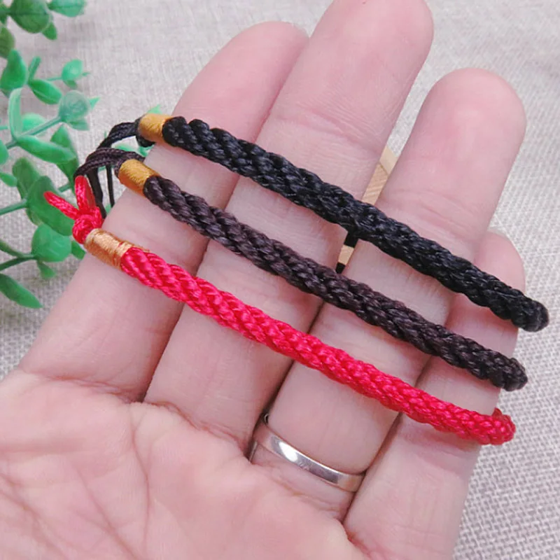 

Classic Handmade Knit Bracelets Gifts Exquisite Red Black Coffee Charm Bracelets 1PC Beautiful Lucky Bracelets For Women Men