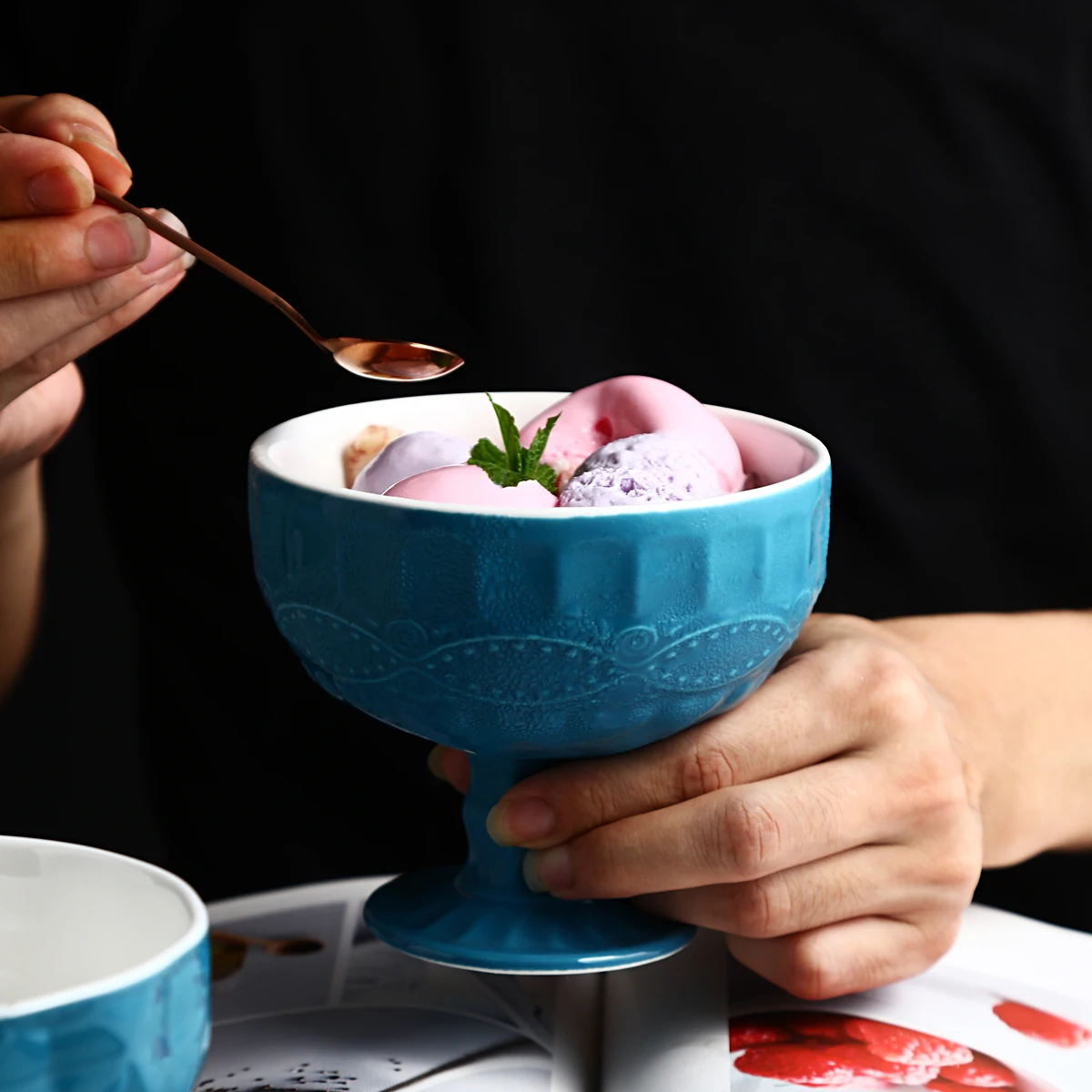 Керамика мороженое высокого миска для десерта чаша Творческий стаканчик