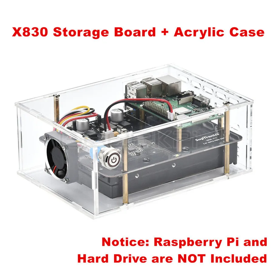 X830 V2.0 with Case Новинка X830 V2.0 3,5 дюймов SATA HDD жесткий диск для хранения Плата расширения и дополнительный акриловый чехол для Raspberry Pi 3B+/3B/2B - Color: X830 V2.0 with Case